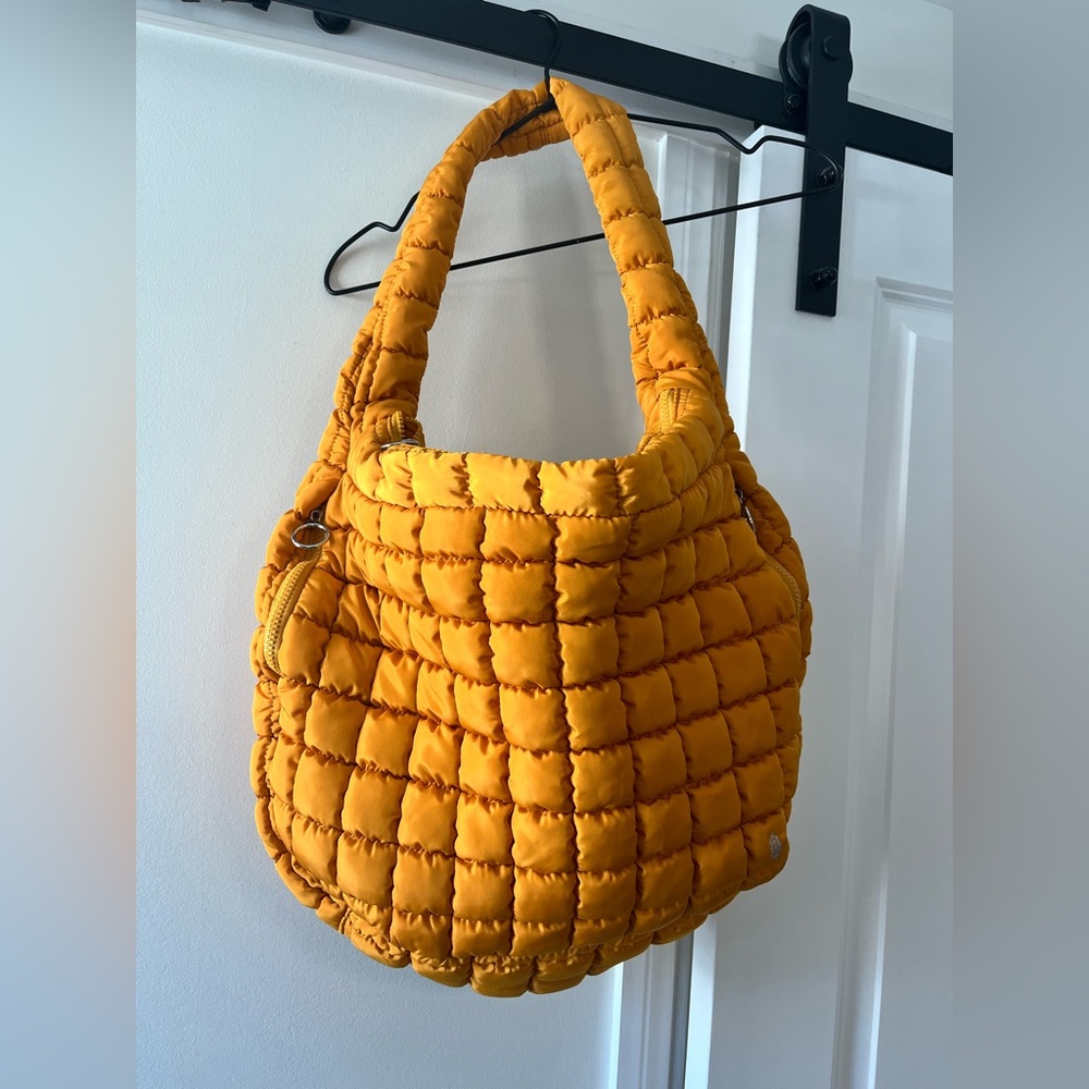 FP Movement by Free People Quilted Puffer Tote Bag in Mustard Yellow